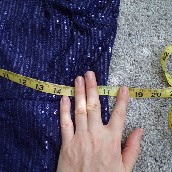 Grace Karin blue sequined one shoulder dress XL - Picture 6 of 9